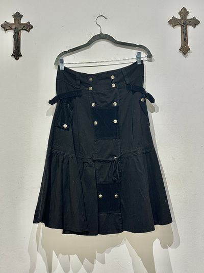 Vintage gothic Black Skirt With Button And Pocket Details